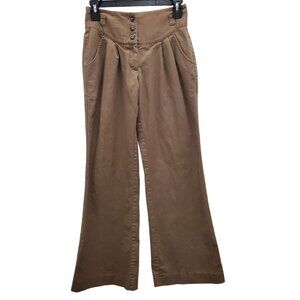 BCBGeneration Women's Brown Pinstripe‎ High Waist Sailor Flare Leg Pants Size 25